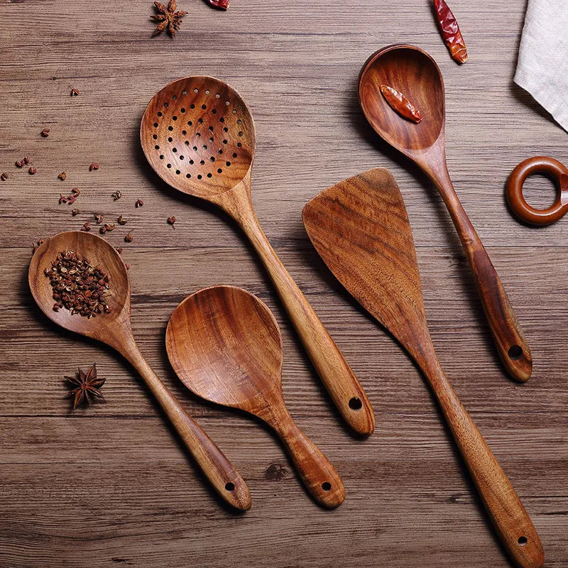 TeakHarmony Naturals: Artisanal Wood Spoon Set (4-7 pc sets)