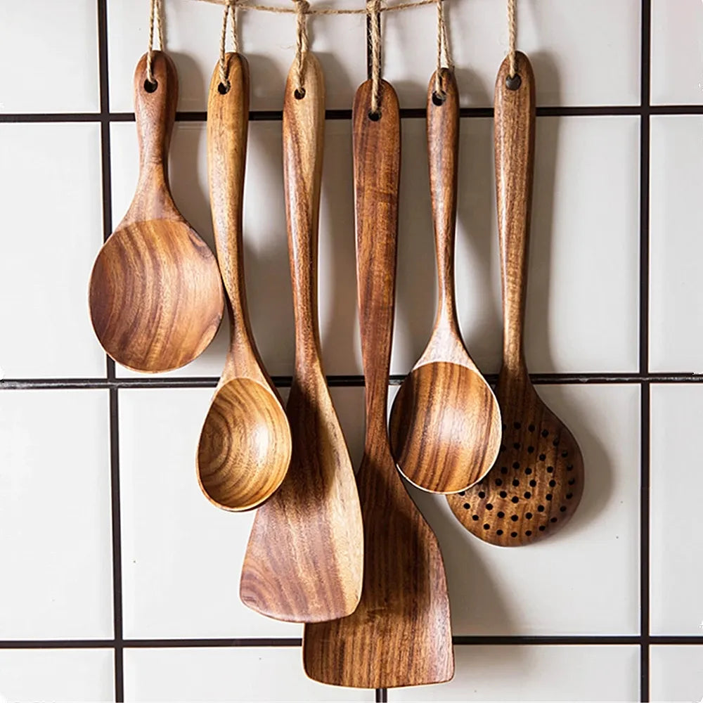 TeakHarmony Naturals: Artisanal Wood Spoon Set (4-7 pc sets)