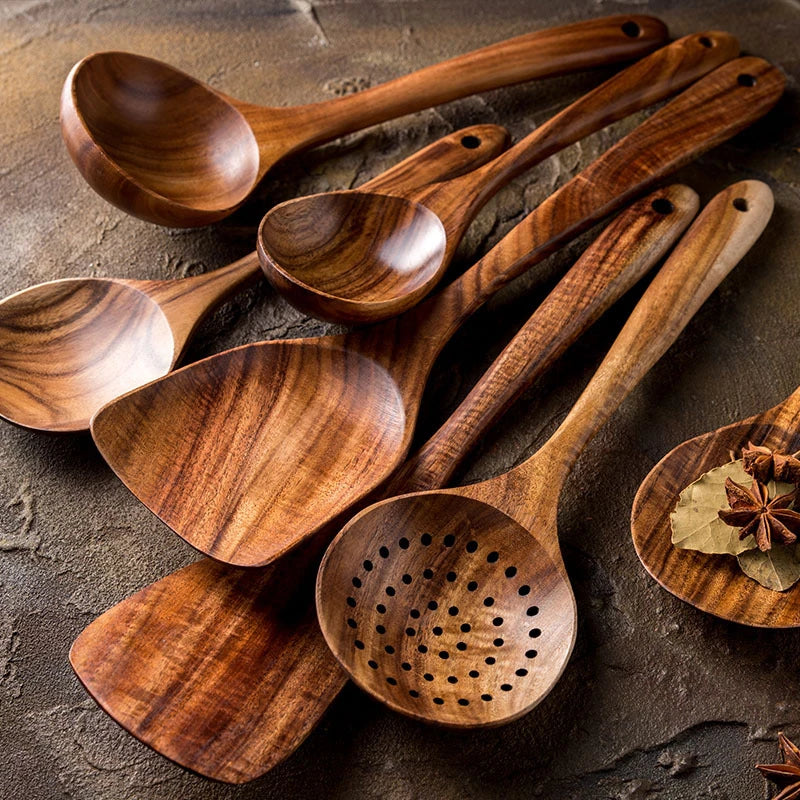 TeakHarmony Naturals: Artisanal Wood Spoon Set (4-7 pc sets)