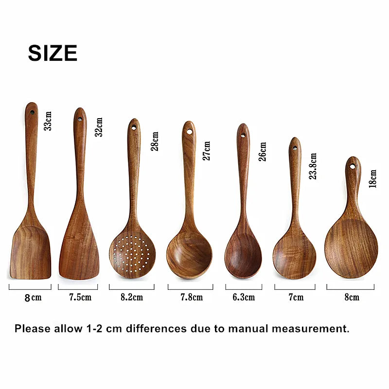 TeakHarmony Naturals: Artisanal Wood Spoon Set (4-7 pc sets)