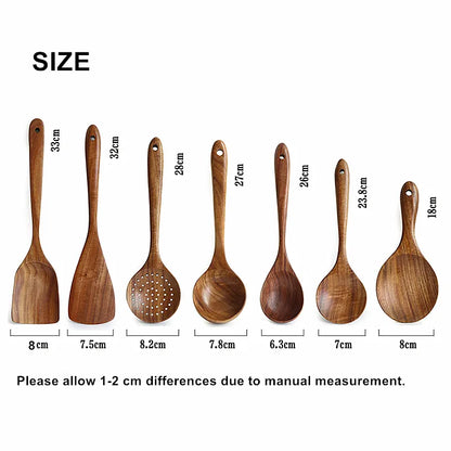 TeakHarmony Naturals: Artisanal Wood Spoon Set (4-7 pc sets)