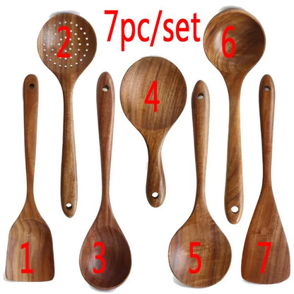 TeakHarmony Naturals: Artisanal Wood Spoon Set (4-7 pc sets)