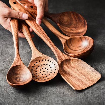 TeakHarmony Naturals: Artisanal Wood Spoon Set (4-7 pc sets)