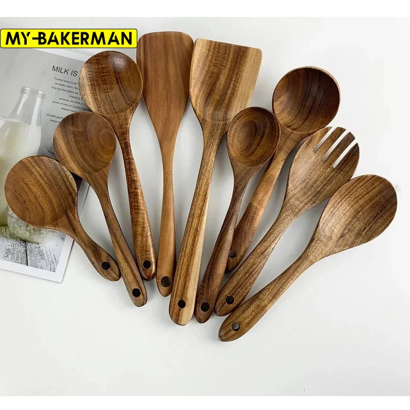 TeakHarmony Naturals: Artisanal Wood Spoon Set (4-7 pc sets)