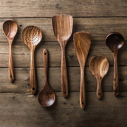 TeakHarmony Naturals: Artisanal Wood Spoon Set (4-7 pc sets)