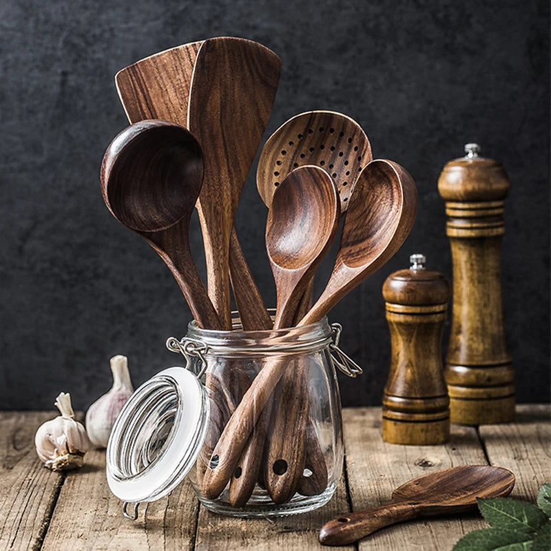 TeakHarmony Naturals: Artisanal Wood Spoon Set (4-7 pc sets)