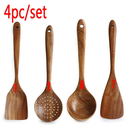 TeakHarmony Naturals: Artisanal Wood Spoon Set (4-7 pc sets)