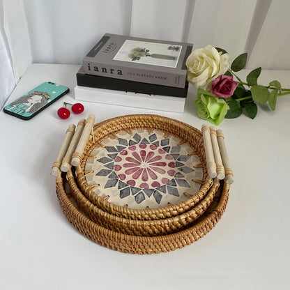 RetroRustic Rattan Shellcraft Tray