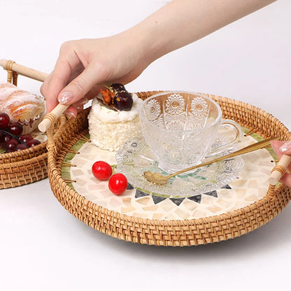 RetroRustic Rattan Shellcraft Tray