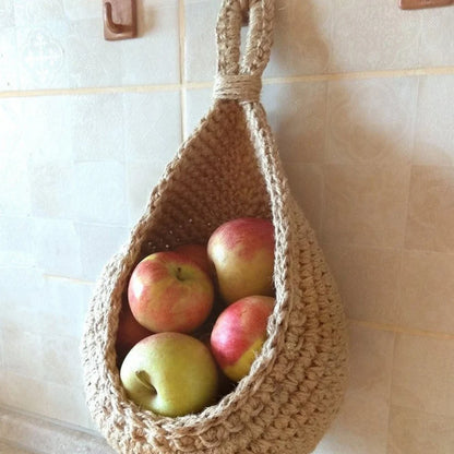 XS-XXL Wall-mounted Sundries Storage Bag Hanging Wall Vegetable Fruit Baskets Organize Bag Jute Eco Teardrop Kitchen Organizer