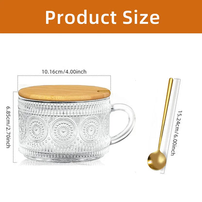 RetroCharm Embossed Glass Coffee Mugs