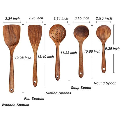 TeakHarmony Naturals: Artisanal Wood Spoon Set (4-7 pc sets)